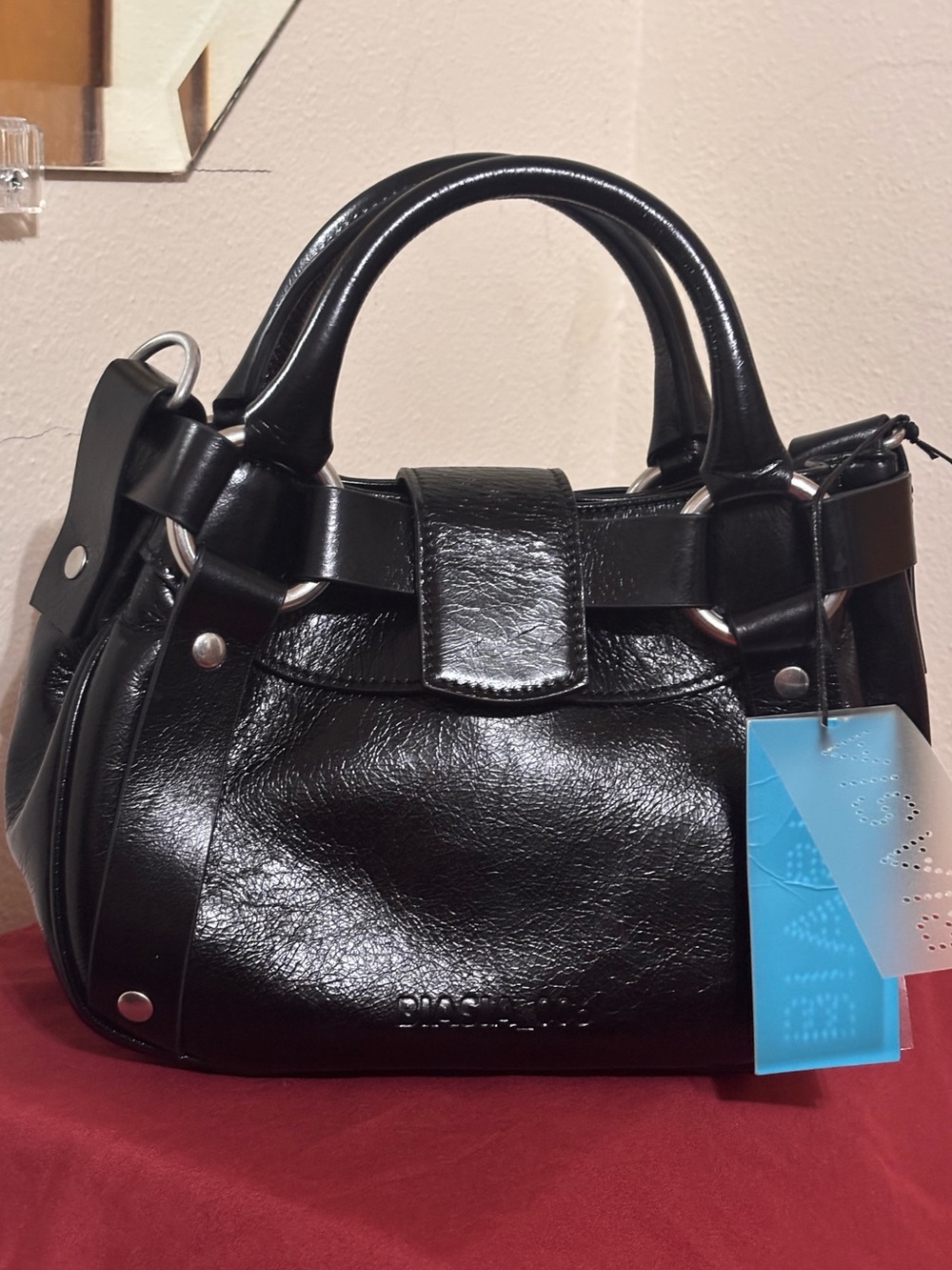 Black Women's Leather Satchel Handbag - Unbranded
